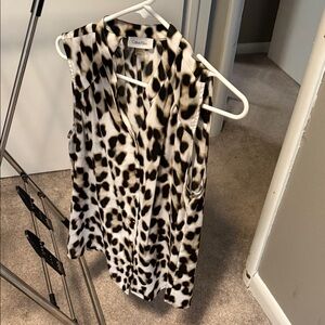 Calvin Klein Black and White Animal Print Blouse